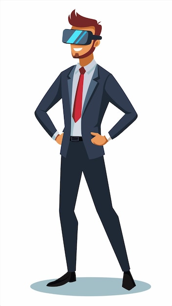 a man in a suit with his hands on his hips