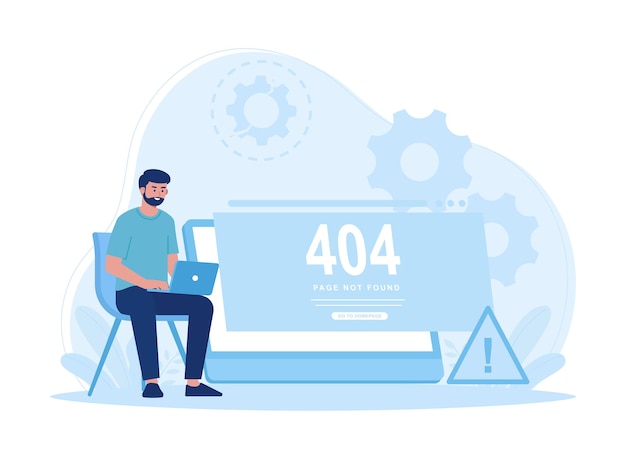 a man is checking a device for repairs trending concept flat illustration
