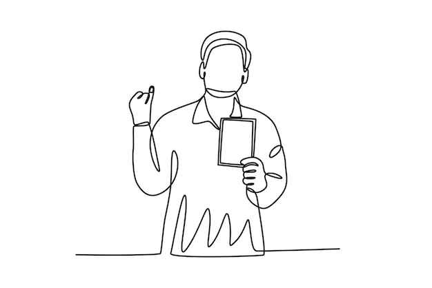 A man poses with a ballot paper Indonesia Election oneline drawing