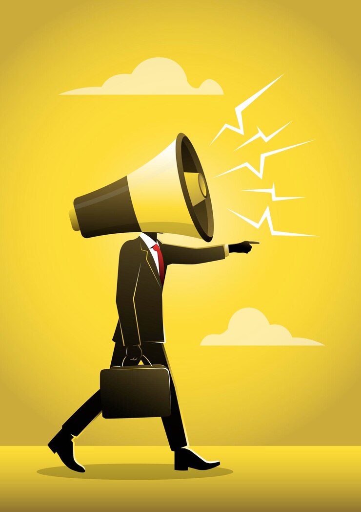 Vector a man with megaphone head vector illustration