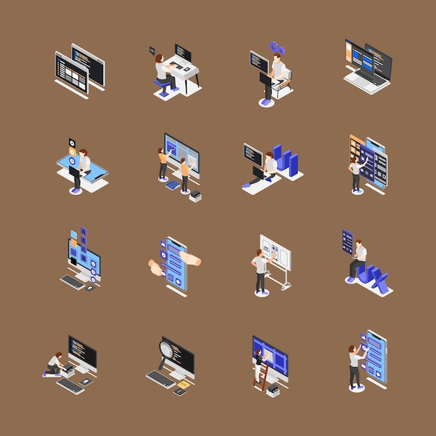 A Mega set flat design concept web development ui and ux design programming software with people