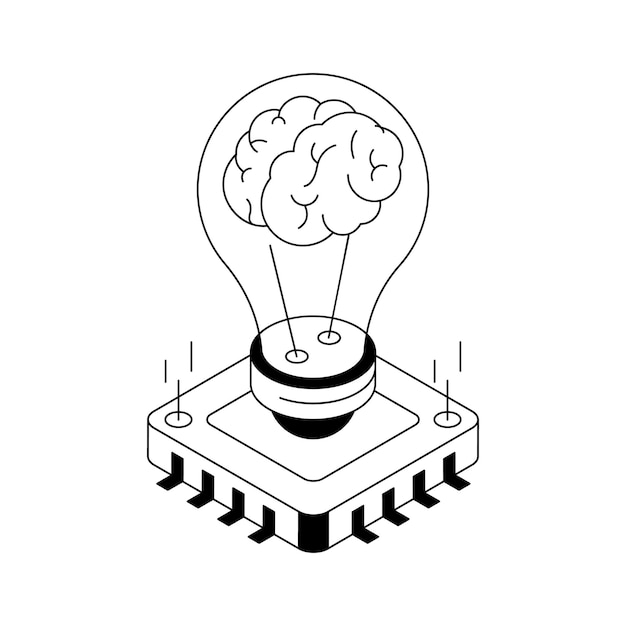 a modern isometric icon of ai thinking process