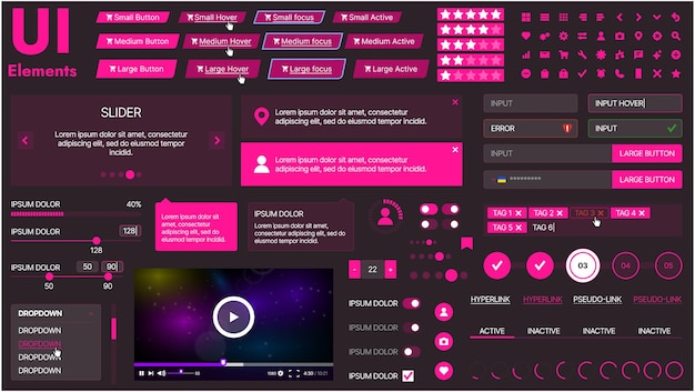 A modern UI kit featuring a collection of buttons icons navigation menus and responsive design