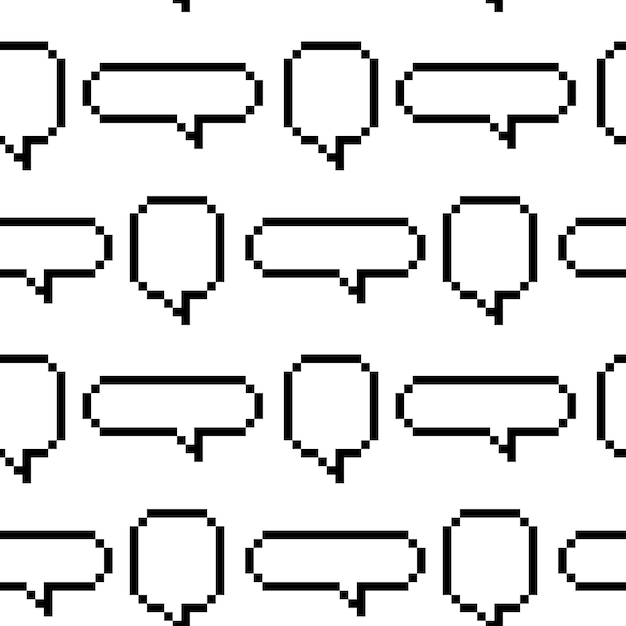A pattern of dialog clouds in pixels Dialog bubbles isolated on a white background Vector