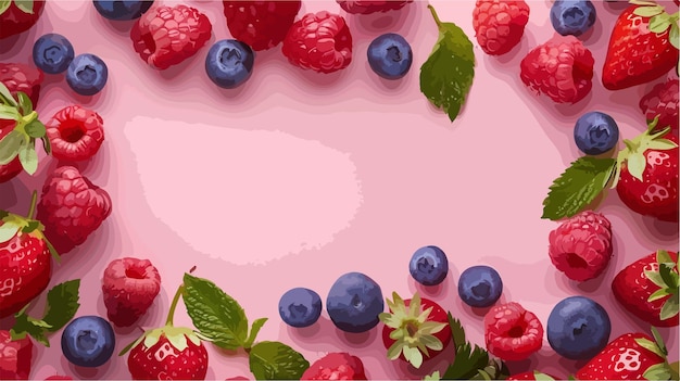 a picture of raspberries and raspberries on a pink background