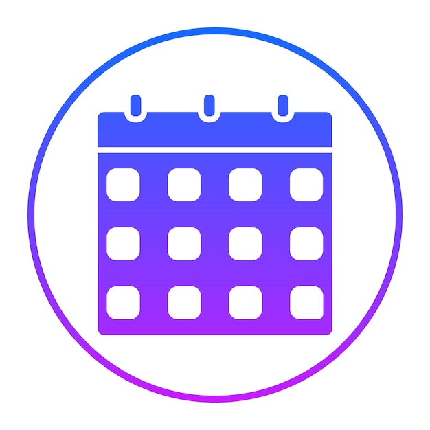 a purple and blue calendar with a purple and blue circle around it