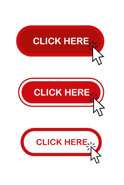a red buttons click here icon vector