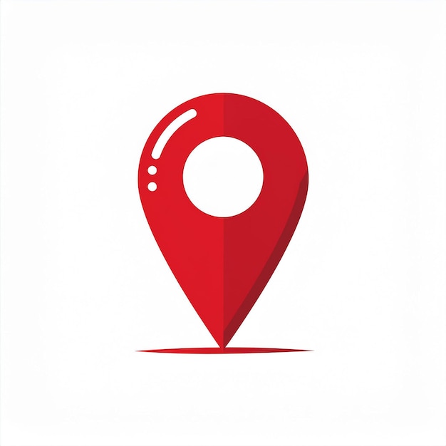 a red pin with a white dot on it