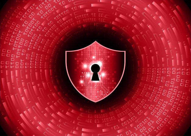 A red shield with a keyhole in the middle of it.