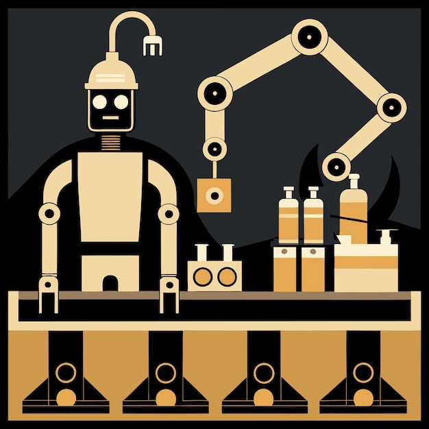 a robot with a robot on it and a black background