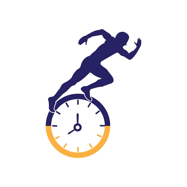 A running man with clock icon immediate icon vector