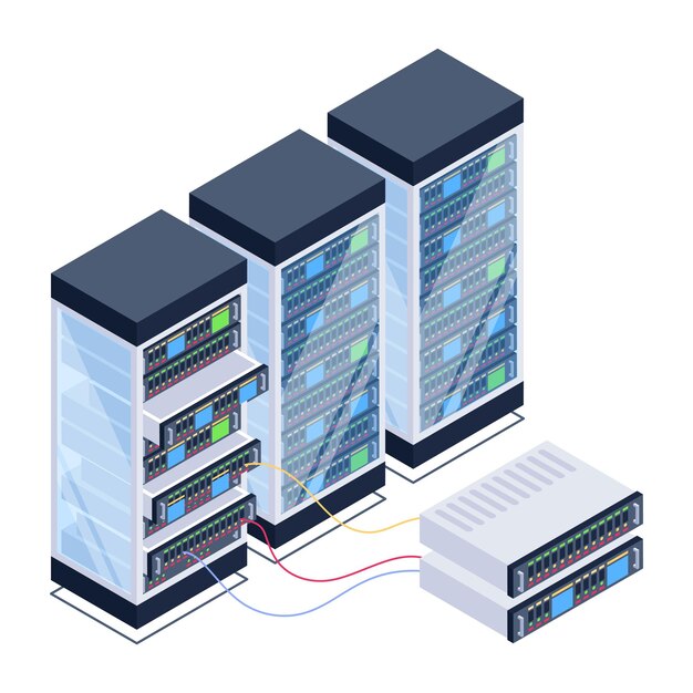 A server room icon in isometric design premium download