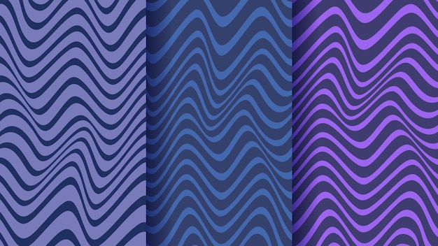 A set abstract patterns texture with wavy curves lines twisted and distorted vector texture in