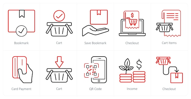 A set of 10 ecommerce icons as bookmark cart save bookmark