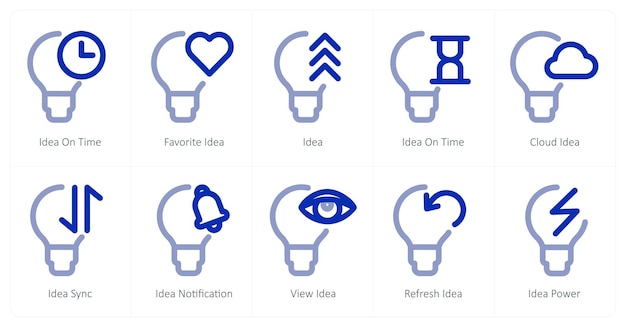 A set of 10 idea icons as idea on time favorite idea idea