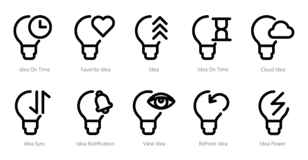 A set of 10 idea icons as idea on time favorite idea idea