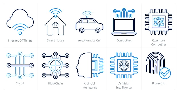 A set of 10 mix icons as internet of things smart house autonomous car