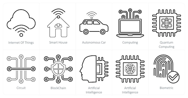 A set of 10 mix icons as internet of things smart house autonomous car