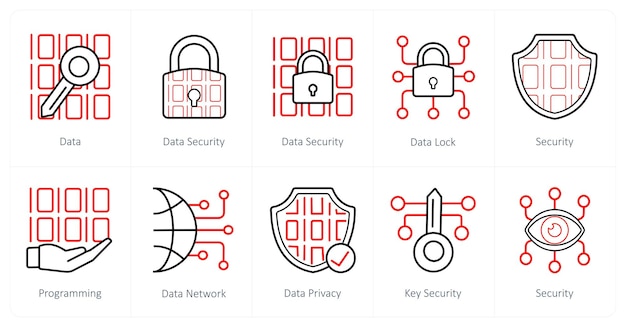 a set of 10 security icons as data data security data lock