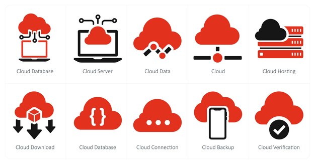 a set of 10 web marketing icons as cloud database cloud server cloud data