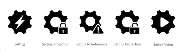 A set of 5 Contact icons as setting setting protection setting maintenance