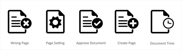 A set of 5 document Icons
