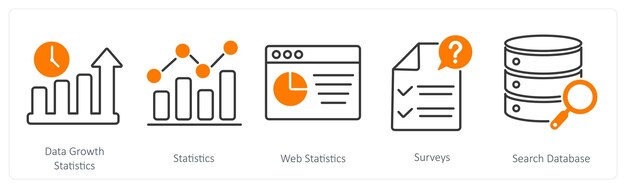 A set of 5 Statistics icons as data growth statistics statistics web statistics