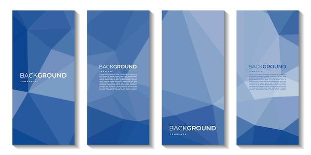 a set of blue and white business cards with a triangular design.