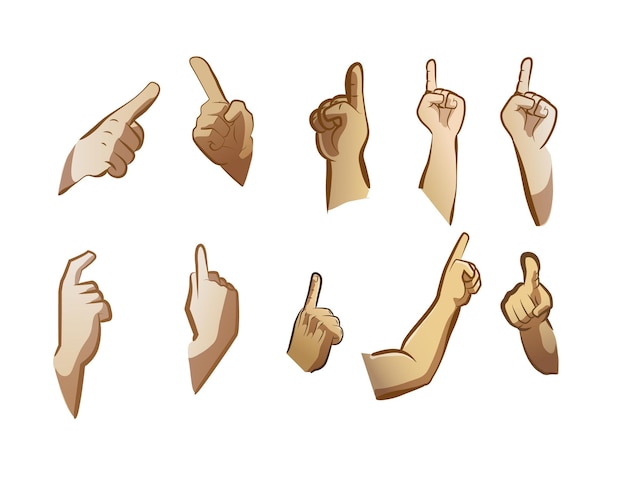 a set of four fingers pointing to the right