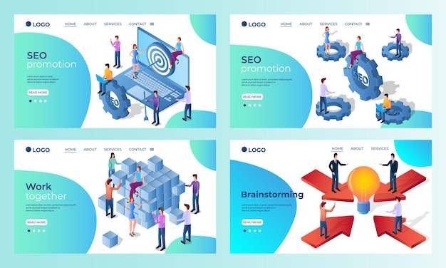 A set of landing page templates SEO promotion Brainstorming