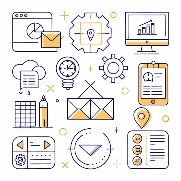 a set of line icons for web mobile apps and presentations