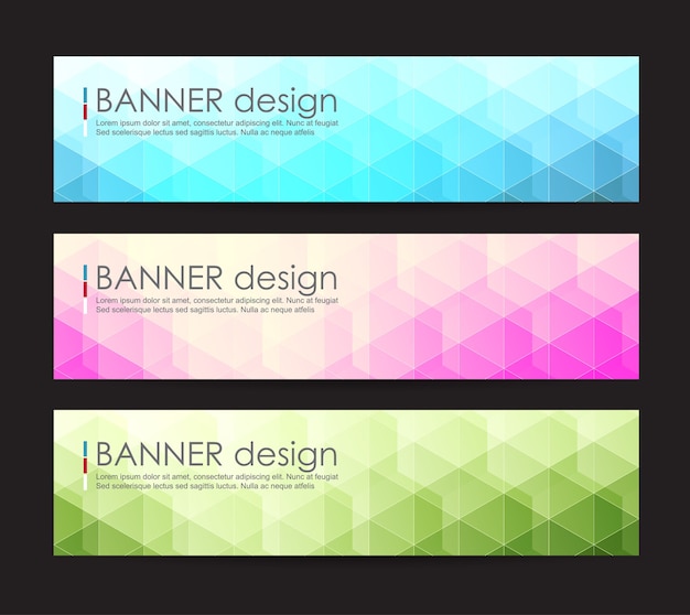 A set of modern banners with polygonal background