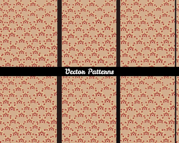 A set of red and brown patterns with the words vector patterns.