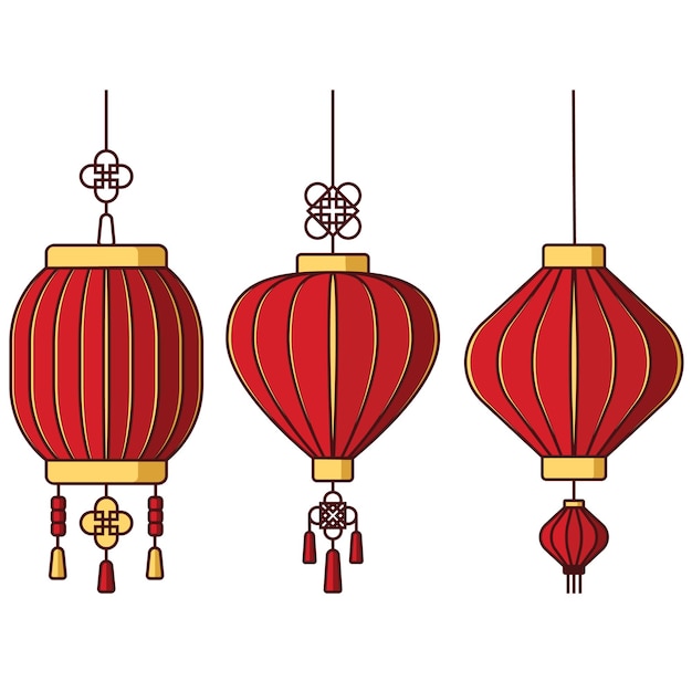 a set of red lanterns with a red and gold design