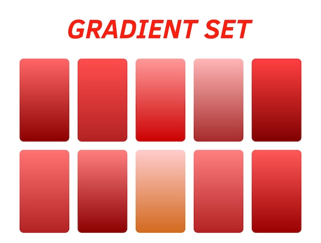 a set of red squares with different colors and the word gradient