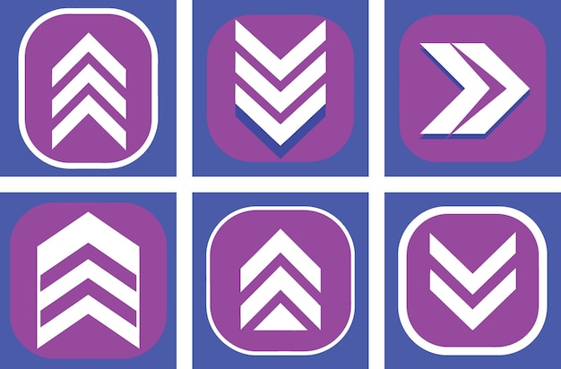 a set of right left up down png arrows in flat vector illustration geometric abstract design