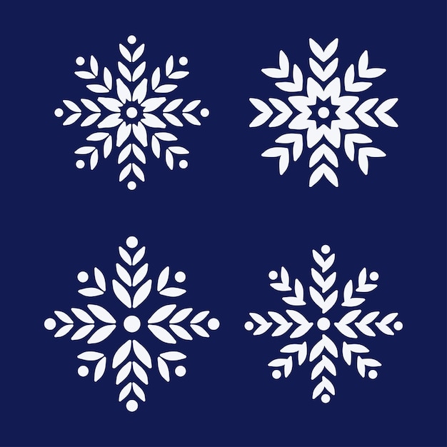 A set of snowflake icons A set of vector images of snow A set of 4 Christmas icons with snow