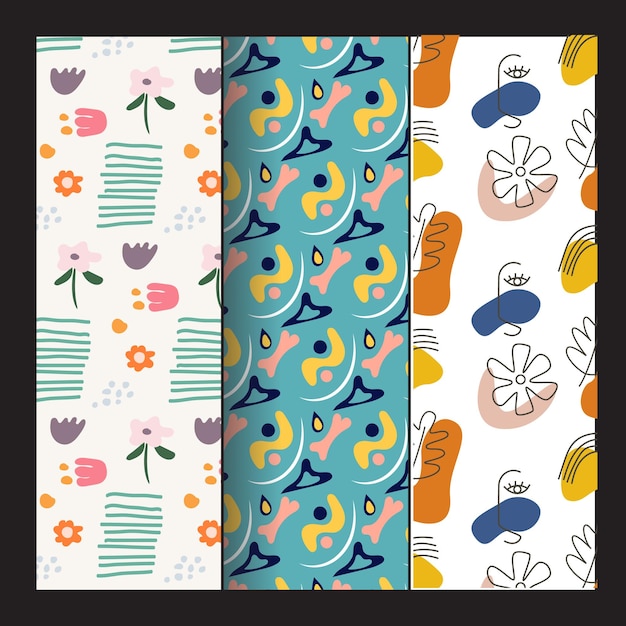 a set of three colorful paper covers with a picture of a bird and flowers