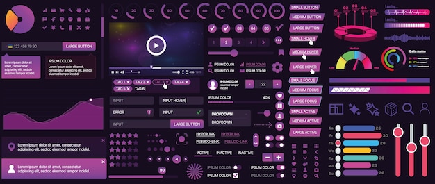 A set of UI components for mobile apps and websites Includes buttons panels menus sliders and charts