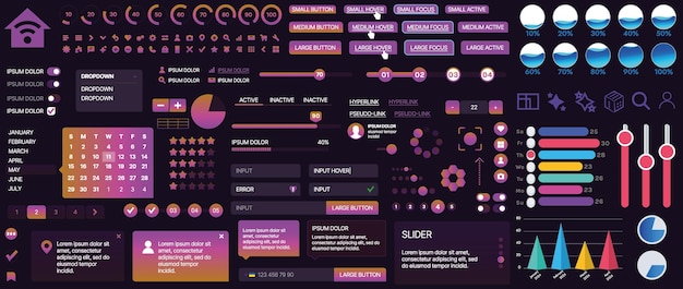 A set of UI components for mobile apps and websites Includes buttons panels menus sliders and charts