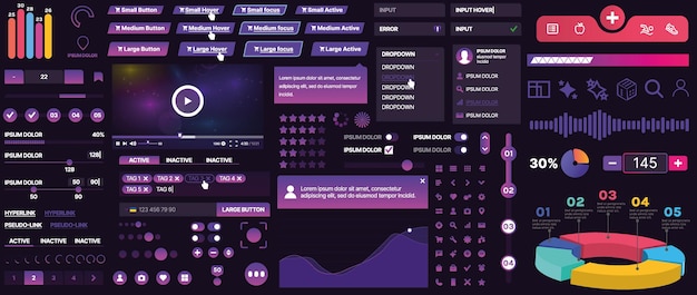 A set of UI components for mobile apps and websites Includes buttons panels menus sliders and charts