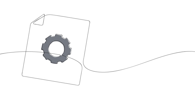 A single line drawing of a parameter file continuous line file with gear in color one line icon file