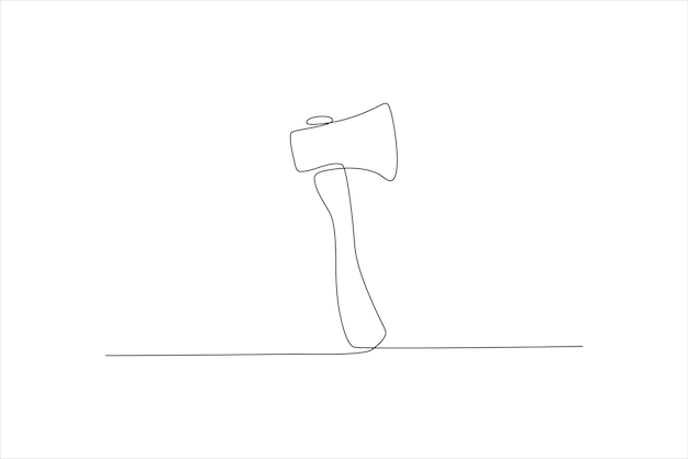 a single line drawing of an axe on a white background