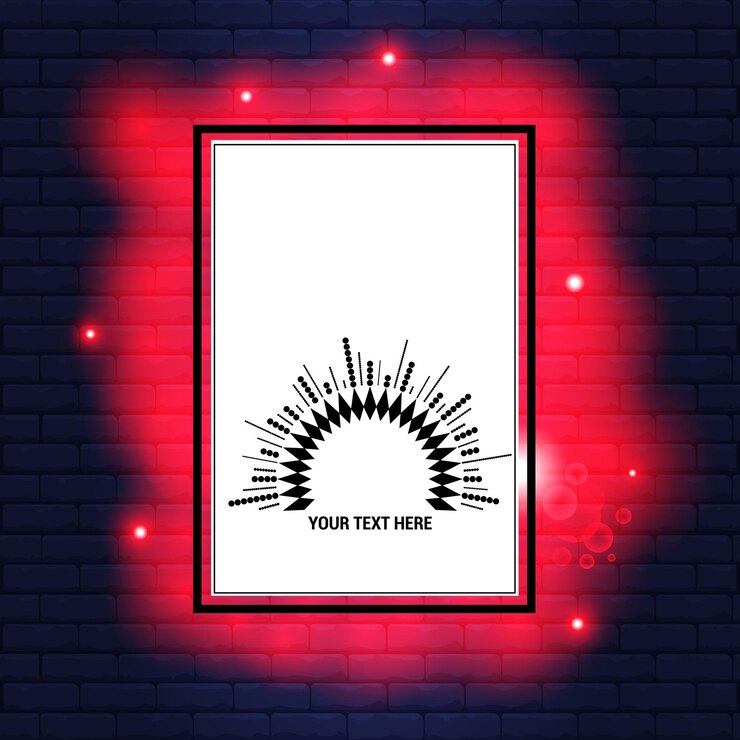 Vector a template with a brick and neon red background surrounding it