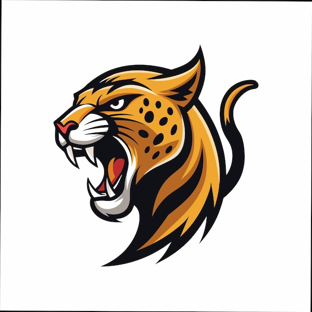 a tiger head with sharp teeth is on a white background