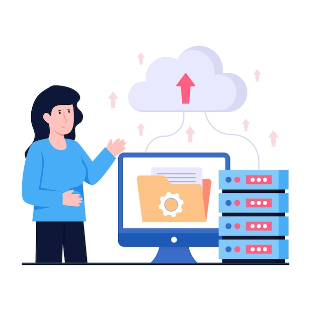 A unique design illustration of cloud data upload