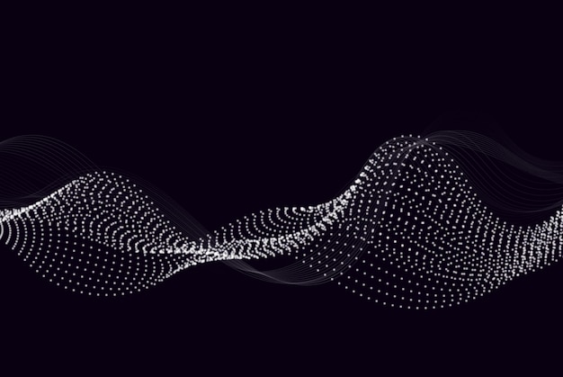 a wave of dynamic particles flows through the darkness blurred lights vector abstract background a beautiful wavy array of glowing dots