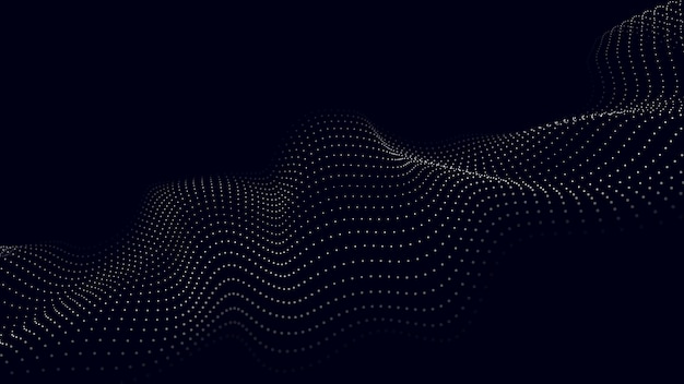 A wave of particles Abstract 3d vector illustration on a dark background