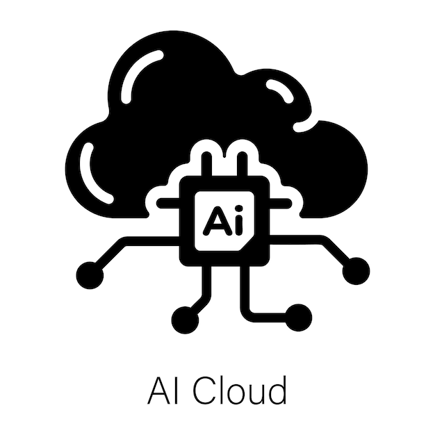 A welldesigned glyph icon of ai cloud