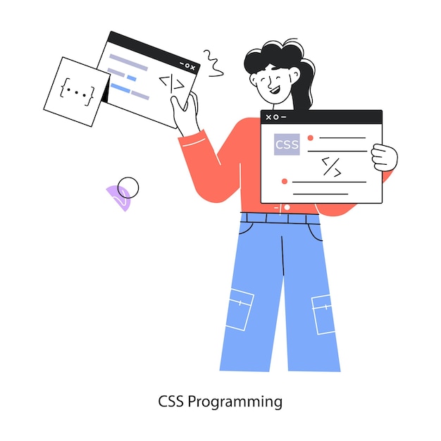 a welldesigned linear mini illustration of css programming